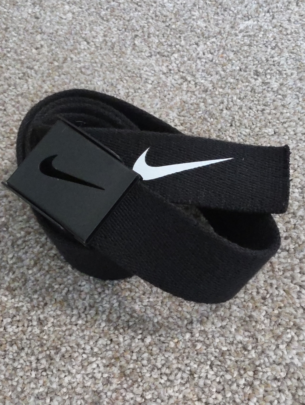 Nike Black Athletic Belt with White Swoosh